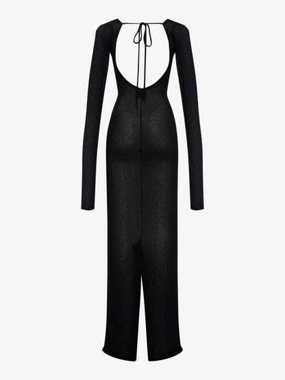 SHEER KNIT JERSEY DRESS