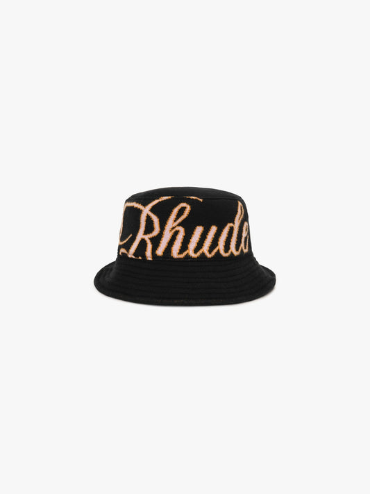 GP KNIT SCRIPT BUCKET HAT